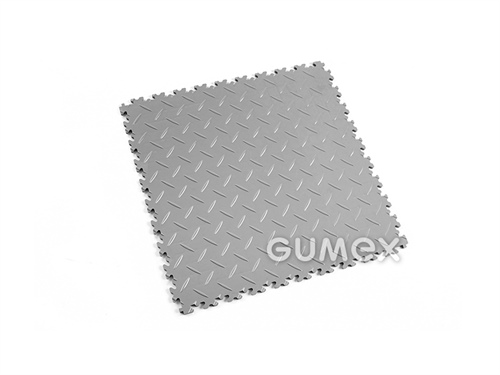Fliese für hohe Belastung FORTELOCK 2010, 7mm, 510,5x510,5mm, 92°ShA, Diamant-Dessin, PVC, grau, 